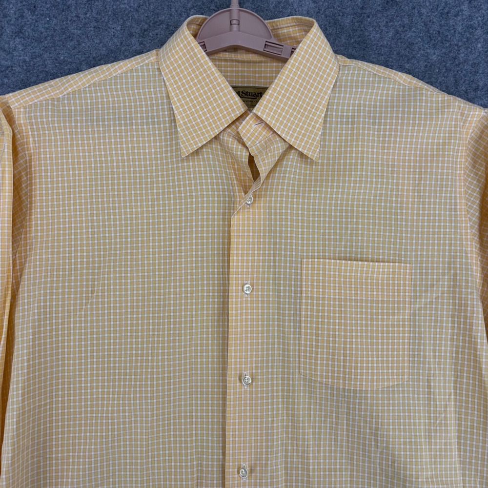 Paul Stuart Mens XL Yellow Gingham Cotton Button Down Shirt Roveretto-1 Poland